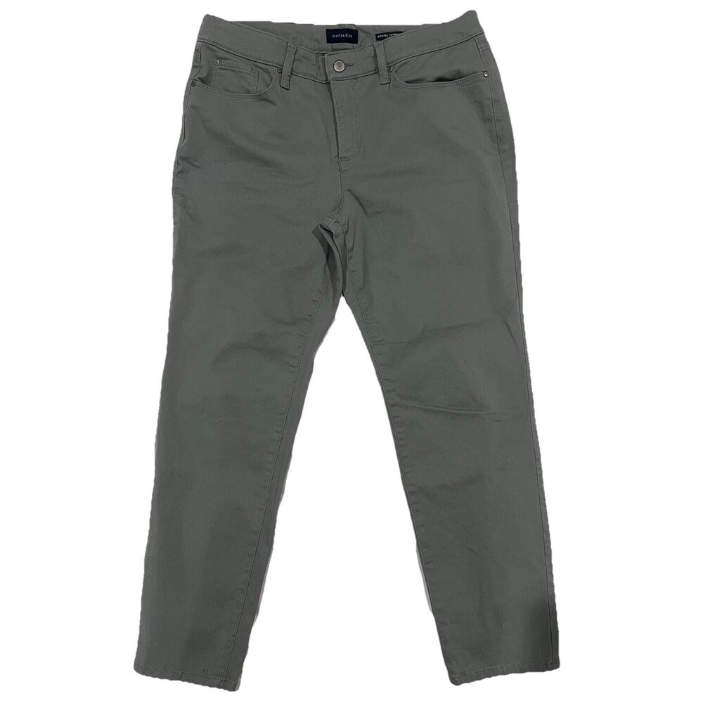 Charter Club Bristol Skinny Ankle Pant Moss Green Sz 14 Inseam 27” Cotton Blend